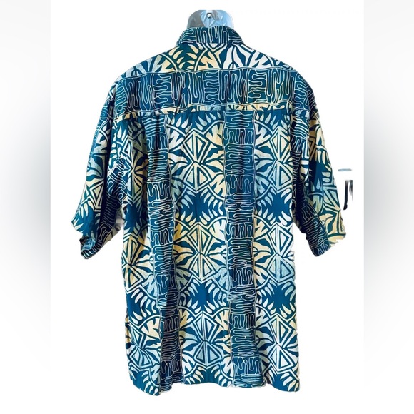 Johari West Shirt Mens 2XL Button Down Beige Blue Green Floral Hawaiian Camp - Picture 3 of 10